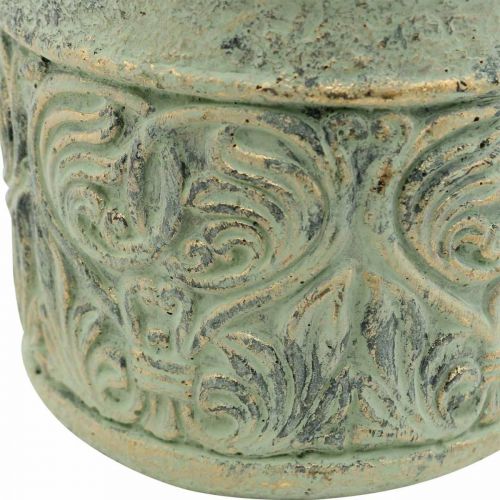 Product Plant pot antique look green, gold flower pot concrete Ø9.5cm H10.5cm