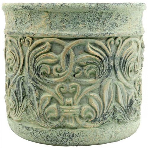 Floristik24 Planter antique look green, gold flower pot concrete Ø13.5cm H14.5cm