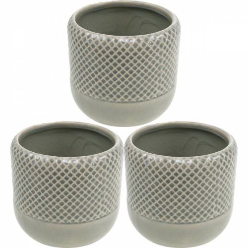 Floristik24 Ceramic planter, braided planter, ceramic pot Ø13cm 3pcs