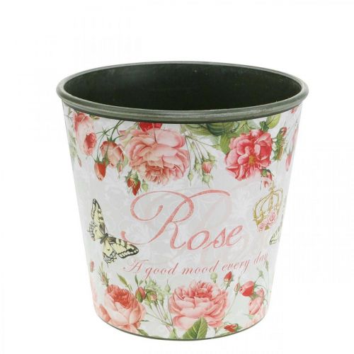 Floristik24 Planter, bucket for planting, planter with rose H13cm Ø13.5cm