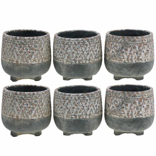 Floristik24 Plant Pot Planter Antique Concrete Gray / White Ø11cm H10,5cm 6pcs