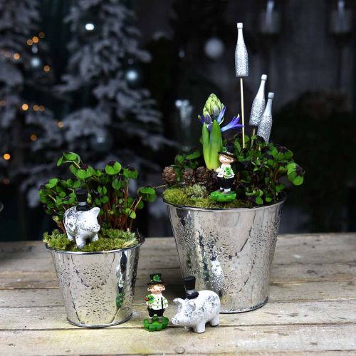 Floristik24 Pot with snowflakes Ø12.5cm H10cm 4pcs