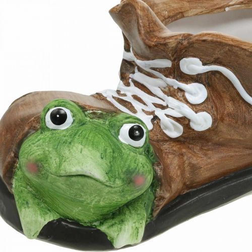 Product Decorative planter, shoe with frog, ceramic 30×18cm H15cm