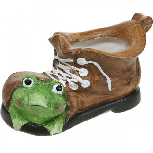 Floristik24 Decorative planter, shoe with frog, ceramic 30×18cm H15cm