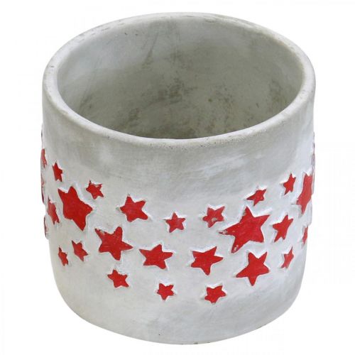 Product Planter with stars, ceramic decoration, concrete look, Christmas planter Ø12.5cm H11cm 3pcs