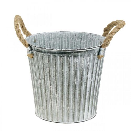 Product Decorative pot for planting, metal pot with handles, metal decoration Shabby Chic Ø21.5cm