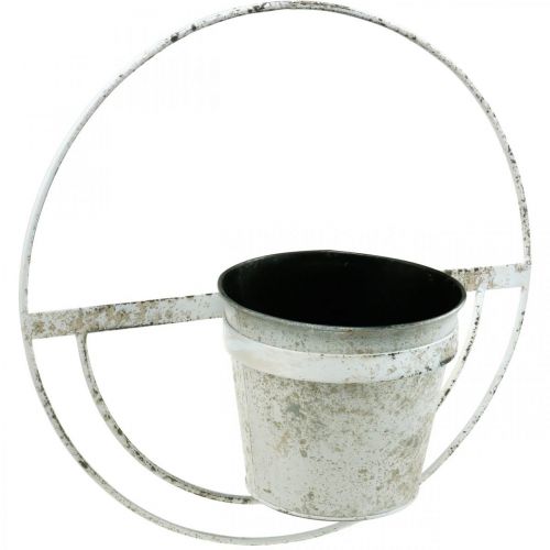Product Flower pot shabby chic wall decoration white metal with suspension Ø37cm