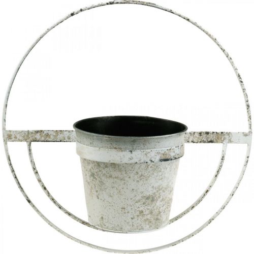 Product Flower pot shabby chic wall decoration white metal with suspension Ø37cm