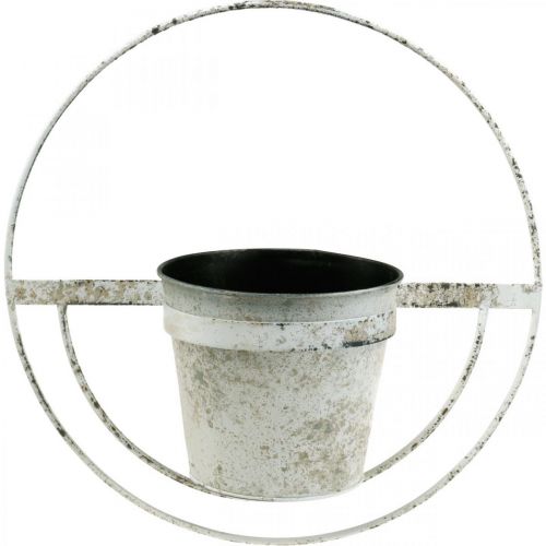 Floristik24 Flower pot shabby chic wall decoration white metal with suspension Ø37cm