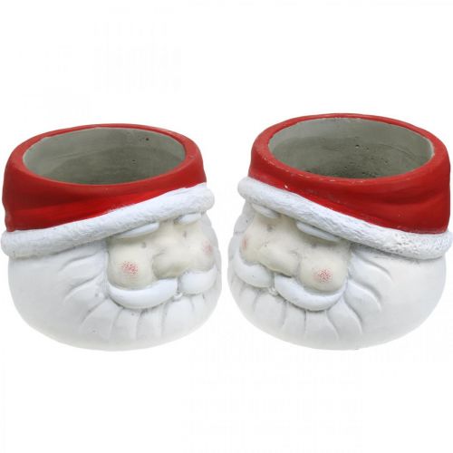 Floristik24 Planter Santa Claus flower pot Christmas concrete H10cm 2pcs