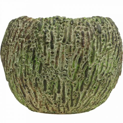 Product Planter concrete antique look green, brown plant pot round Ø15.5cm