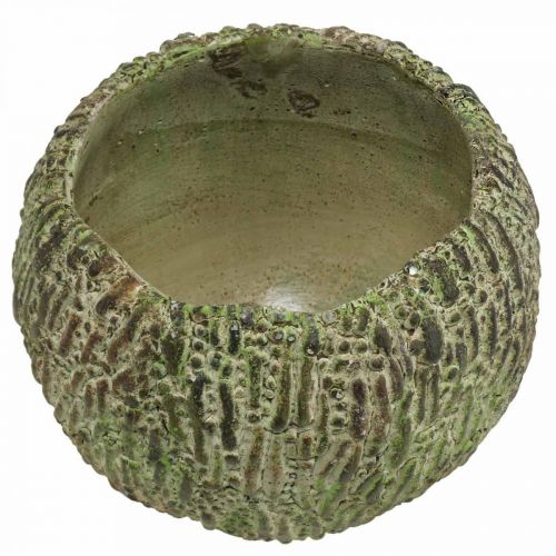 Product Planter concrete antique look green, brown plant pot round Ø15.5cm
