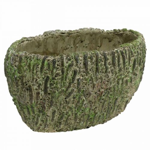 Floristik24 Planter concrete oval antique look green, brown 24×14×13cm