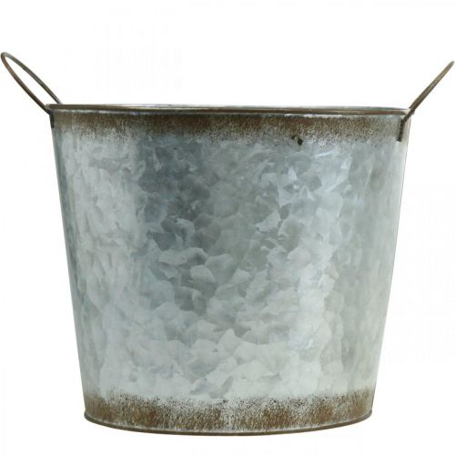 Product Plant pot with handles, decorative bowl rust decoration, metal vessel silver Ø26cm H25.5cm
