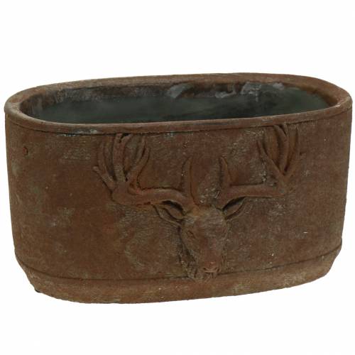 Floristik24 Plant pot rust patina with deer head 24cm x 14cm H13cm