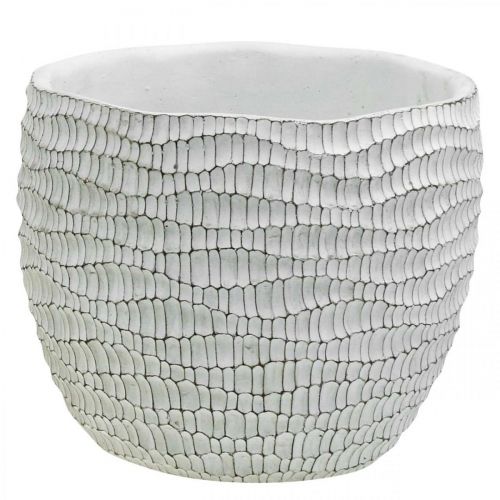 Planter Concrete White Vintage Flower Pot White Honeycomb H17.5cm Ø18.5cm