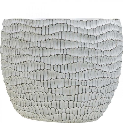 Product Planter Concrete White Vintage Flower Pot White Honeycomb H17.5cm Ø18.5cm