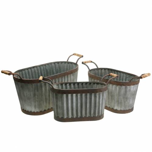 Floristik24 Planter with handles oval metal 45/50/60cm set of 3