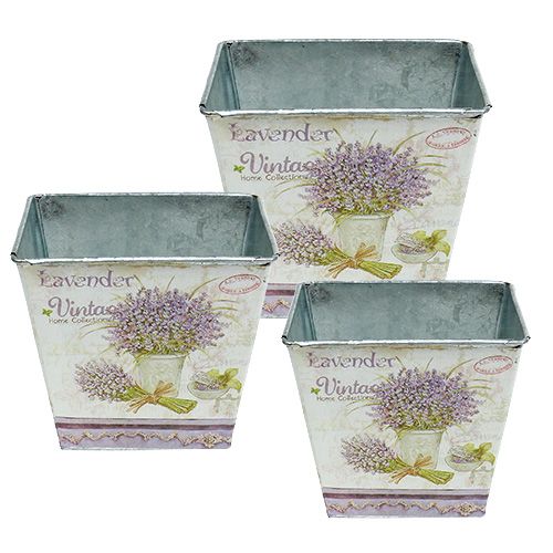 Sheet pot with lavender motif angular 3-set