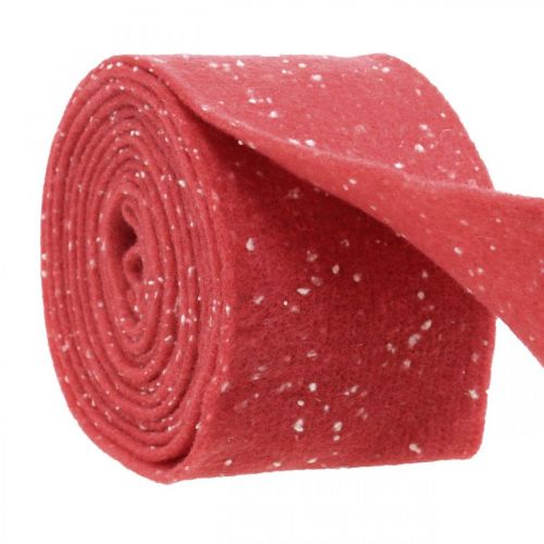 Floristik24 Felt ribbon red with dots, deco ribbon, pot tape, wool felt light red, white 15cm 5m