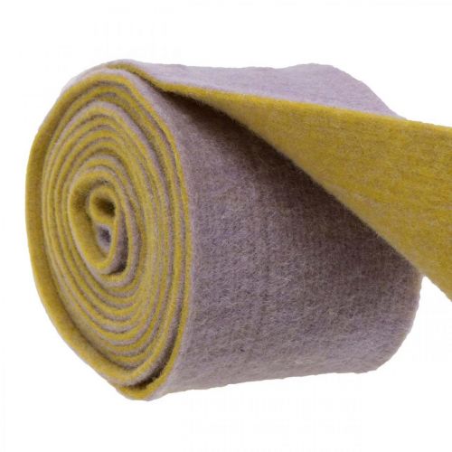 Product Felt ribbon, pot ribbon, wool ribbon two-tone mustard yellow, violet 15cm 5m