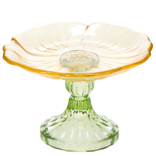 Decorative glass plate with foot, floral design, ideal for festive presentation, 15cm