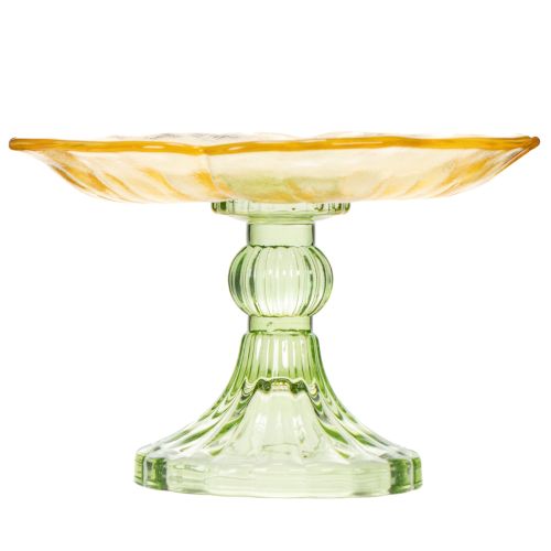 Product Decorative glass plate with foot, floral design, ideal for festive presentation, 15cm
