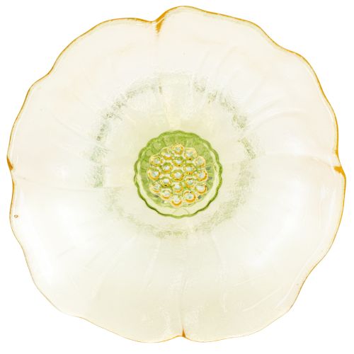 Product Decorative glass plate with foot, floral design, ideal for festive presentation, 15cm