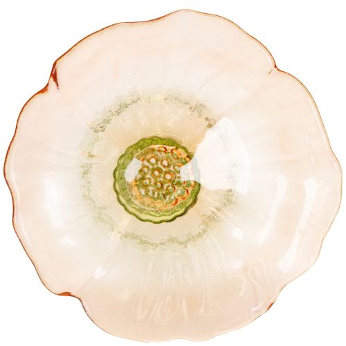 Product Decorative glass plate with foot, flower design for stylish table decoration and summer decor, 15cm