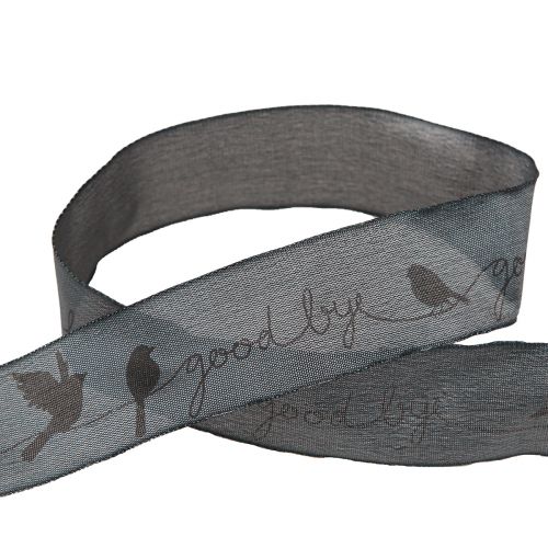 Product Mourning Ribbon Good bye Organza Ribbon Birds Black 40mm 20m