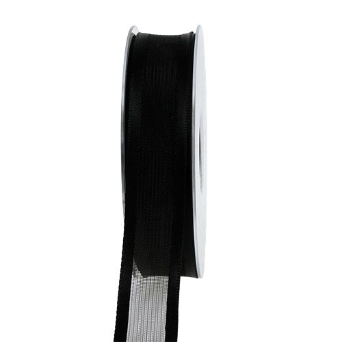 Floristik24 Mourning ribbon black with wire 25mm 25m