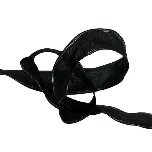 Product Mourning ribbon black with wire edge 40mm 20m