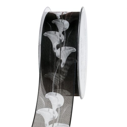 Floristik24 Mourning ribbon black with Calla 40mm 15m