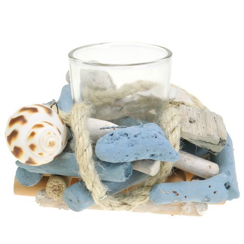 Floristik24 Driftwood candle holder with glass tealight Ø12cm H8cm