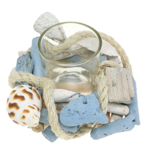 Floristik24 Driftwood candle holder with glass tealight Ø12cm H8cm