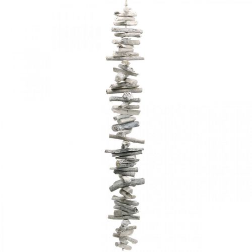 Driftwood Garland Maritime Deco Wood Washed White 80cm