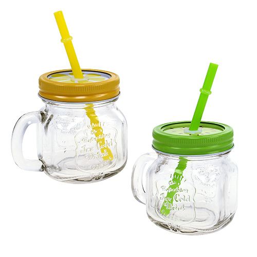 Floristik24 Drinking glass with lid Ø7cm H9cm 2pcs