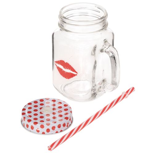 Drinking glass with lid &amp; handle Ø7cm H13.5cm | Floristik24.co.uk