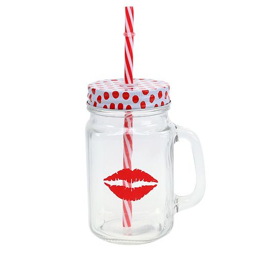 Drinking glass with lid & handle Ø7cm H13,5cm