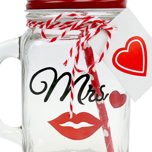 Product Drinking glass with lid "Mr" and "Mrs." 13,5cm 2pcs