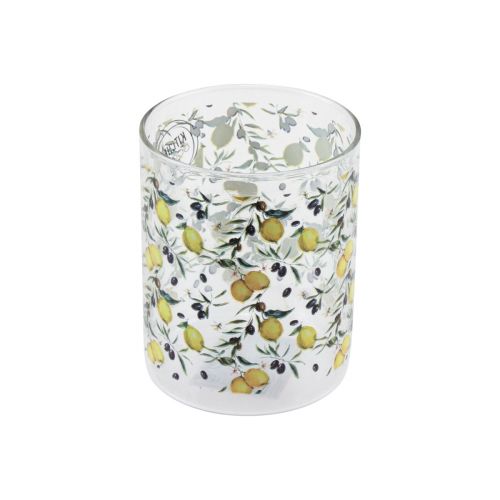 Floristik24 Drinking glass lemon and olive glass Mediterranean Ø8cm H10cm