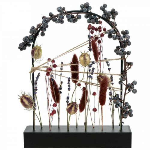 Floristik24 Dried flowers Wooden strip Flower strip Dried flowers arch 25×20cm