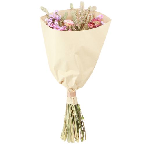Product Dried Flower Bouquet Pink Strawflowers Lagurus Wheat 55cm