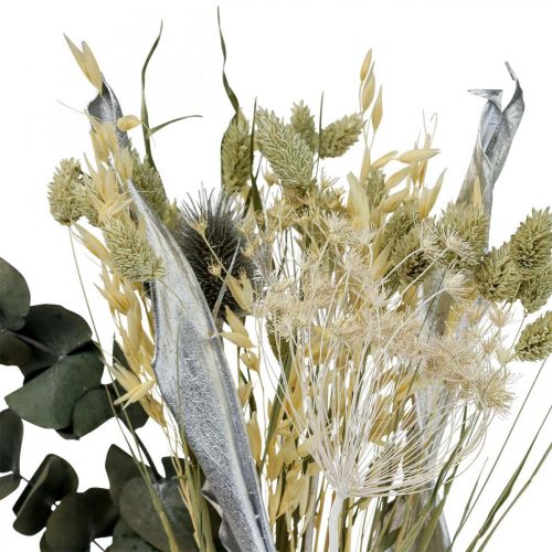 Product Dried flower bouquet thistle eucalyptus dried silver 64cm