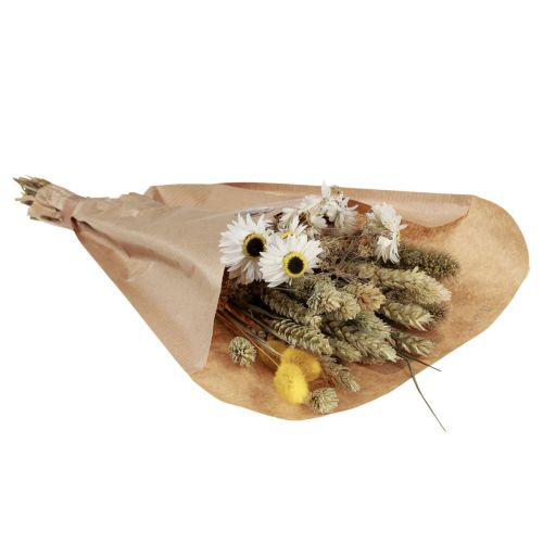 Product Dried flower bouquet straw flowers Phalaris white yellow 30cm