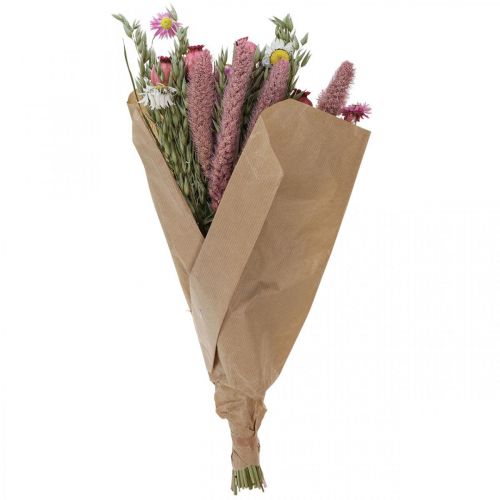 Product Dried Flower Bouquet Meadow Flowers Pink H50cm 140g