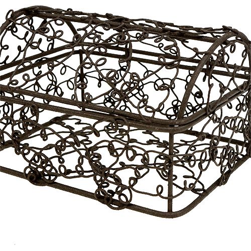 Floristik24 Wire chest 7,5cm x 10cm / 9cm x 12cm Brown set of 2