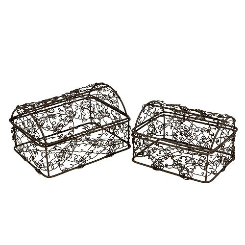 Floristik24 Wire chest 7,5cm x 10cm / 9cm x 12cm Brown set of 2