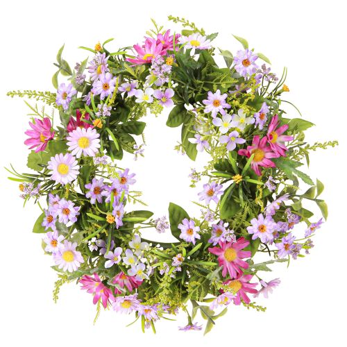 Floristik24 Door Wreath Summer Artificial Flowers Daisies Purple Ø30cm