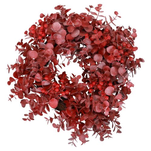 Floristik24 Door wreath eucalyptus eucalyptus wreath artificial red Ø40cm